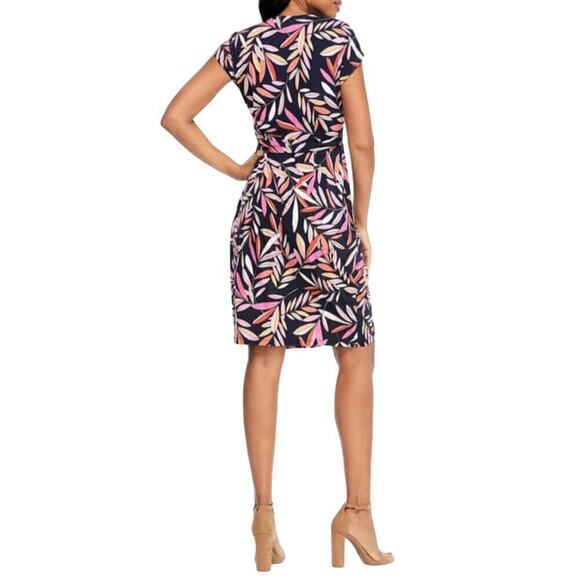 New! Maggy London Women's Plus Floral Print Waist Tie Wrap Mini Dress - Picture 4 of 7